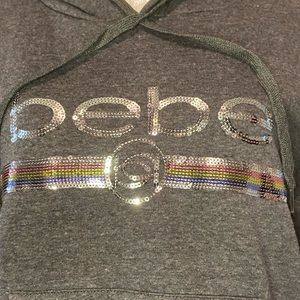 Bebe XL Hooded gray sweatshirt, with front pocket. NWT